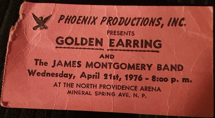 Golden Earring show ticket for April 21 1976 North Providence - North Providence Arena show